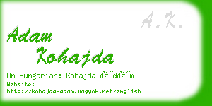 adam kohajda business card